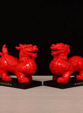 黑色陶瓷貔貅摆件一对旺财招财办公室客厅电视柜玄关镇宅开业礼品