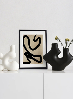 ins侘寂风现代抽象酒柜装饰品摆件小众艺术异形陶瓷花瓶家居软装