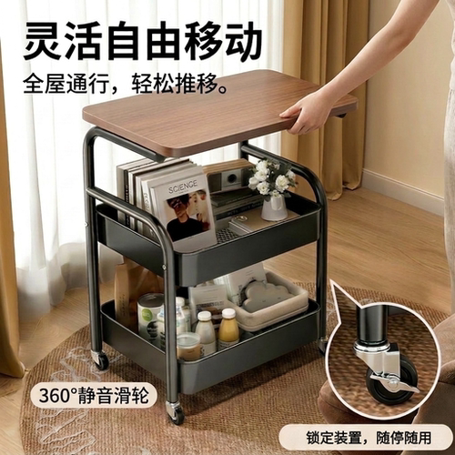 中古可移动小推车收纳置物架床头柜客厅沙发边几茶几零食收纳架子 - 图1