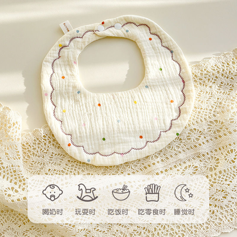 Six-layer cotton gauze saliva towel baby bib anti-spit saliva bag absorbent children's bib six-layer thickened