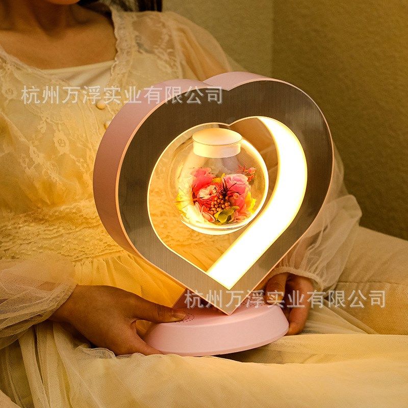 蓝牙音响磁悬浮永生花diy520礼物送女友创意摆件七夕圣诞情人节