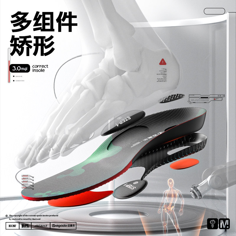 迈高乐 4片调节足弓矫正支撑鞋垫 矫形器横弓塌陷内外八低扁平足,淘宝优惠券,粉丝福利购,淘宝优惠卷