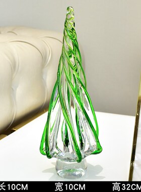 琉璃圣诞树摆件绿树摆设轻奢装饰品酒柜书房玄关客厅Y装饰品工艺