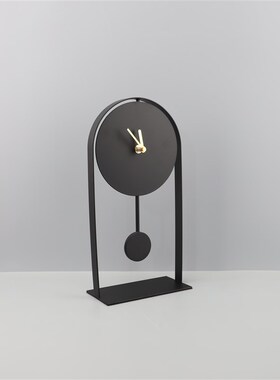 简约黑色金属几何挂钟摆件办公室卧I室书房客厅样板房家居饰品