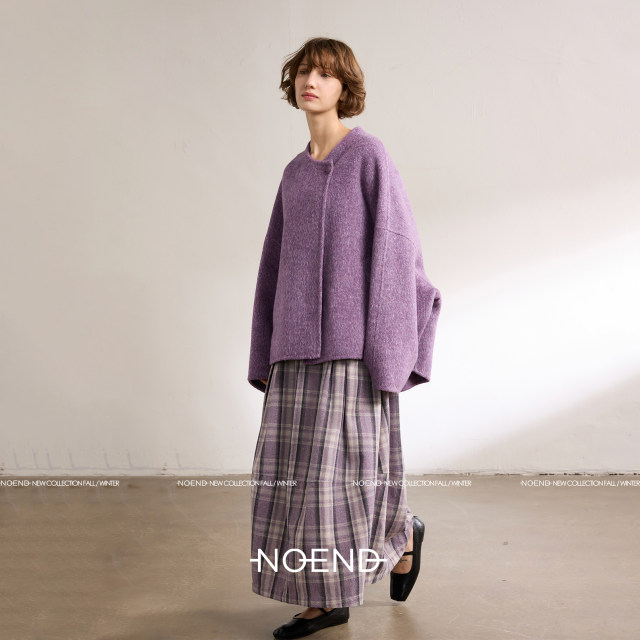 NOEND羊毛羊驼蝙蝠袖兔耳型围巾短大衣