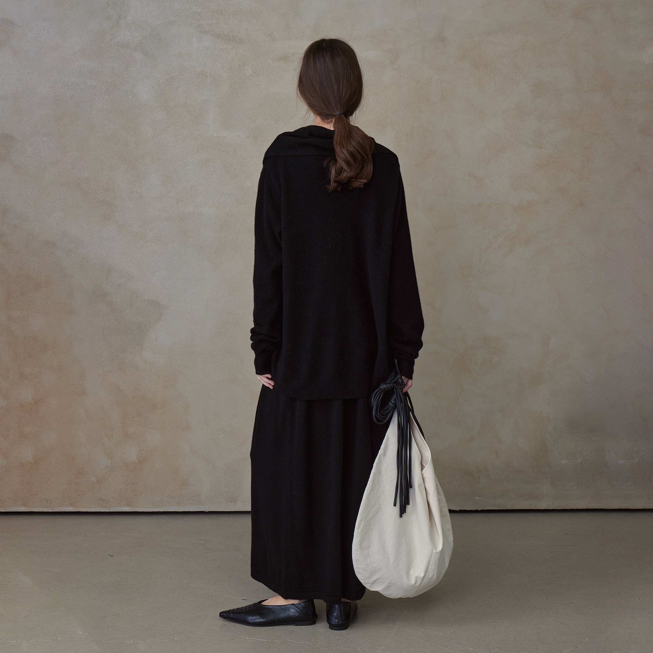 NOEND24AW 【陆翊 同款】荡领围巾毛衣压褶花苞针织半裙针织套装,淘宝优惠券,粉丝福利购,淘宝优惠卷