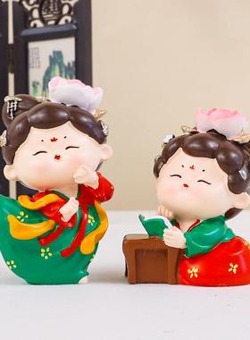 创意古风唐小环仕女摆件国潮少女风桌面小摆件家居装饰工艺品