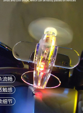 电动车摩托车摆件风能发光小飞机