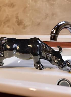 陶瓷水牛2023914生肖牛艺黄牛家居客装饰品头喝水牛低正北化妆室