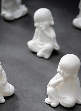 久造德化瓷四不小和尚摆件白禅意沙弥人物面桌装摆设茶JZ-YHX20室