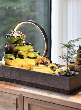 中式流水生财摆件喷泉鱼缸景循环客厅造关H50036入户玄风水轮水乔