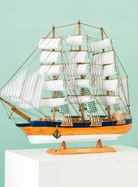 大型实木一帆帆船风顺帆船摆件客厅开电视柜酒柜板办公室大业堂摆