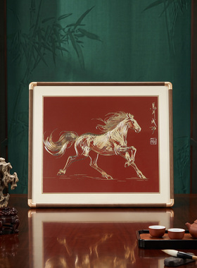 手工铜雕画马到成功摆件办公室桌面装饰画工艺品乔迁礼物开业礼品