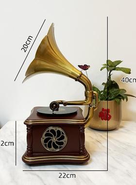 复饰古留声机摆件客厅欧式式装品摆设老AM10011式片机蓝牙中音响