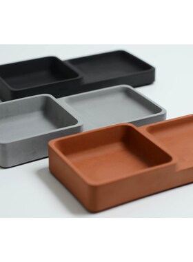 礼枝丨极简主义清水混凝土子母托盘首饰收纳盒桌面办公收纳托盘