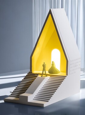 结婚礼物教堂小夜灯卧室氛围台灯床头灯摆件新人订婚礼品摆件礼物