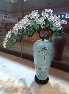 天然白水晶发财树办公室招财树居家消磁摆件电视柜摇钱树