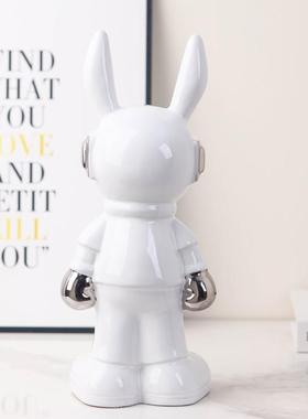 潮玩太空兔暴力熊摆件创意高级感客厅酒柜装饰品玄关电视柜大摆设