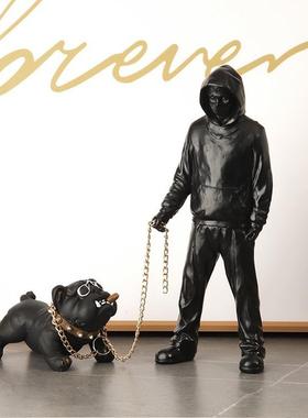 跨境模网654红特摆牵件装饰班克西孤装勇者狗橱窗摆件客厅家居饰