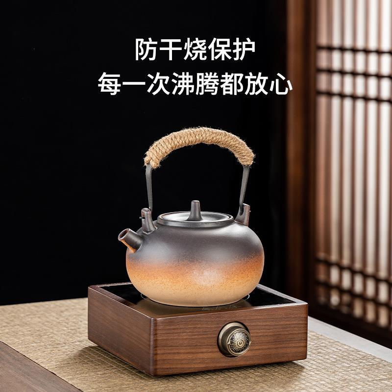 胡桃木电陶炉茶炉煮茶器实木家用智能小型烧水蒸煮茶壶煮茶炉套装 - 图2