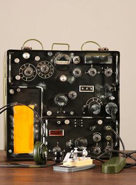 老式仿真电报机模型复古旧无线电台发报机摆件通讯物件装饰品道具