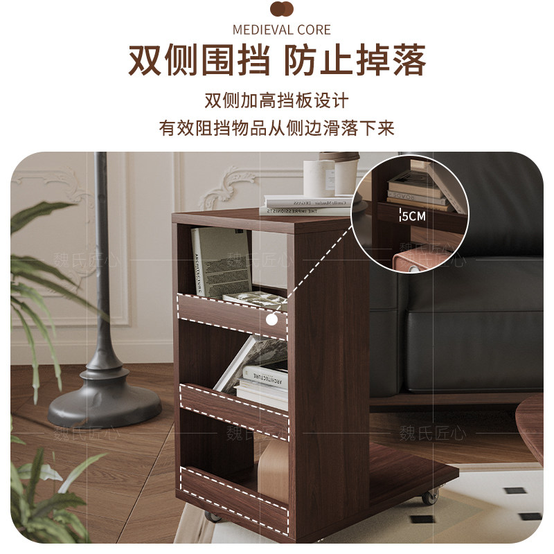 法式复古可移动边几柜中古风客厅沙发侧边柜家用茶几小推车置物架,淘宝优惠券,粉丝福利购,淘宝优惠卷