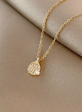 极速陈梦同款乒乓球拍项链s女夏轻奢小众设计感2021年新款钛钢锁