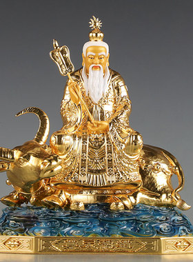 极速台湾贴金纯铜太上老君神像道德天尊I灵宝元始天尊祖师三清道