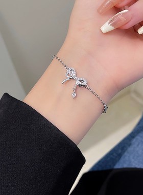 极速微镶锆石蝴蝶结m手链女精致小清新小众设计闺蜜链2023年新款