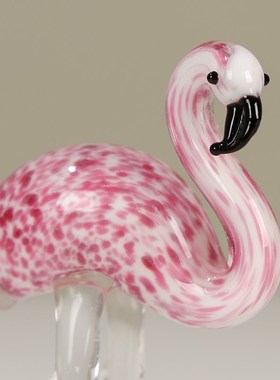 水晶琉璃艺术火烈鸟摆件现代轻奢客厅卧室玄关桌面装饰品新婚送礼