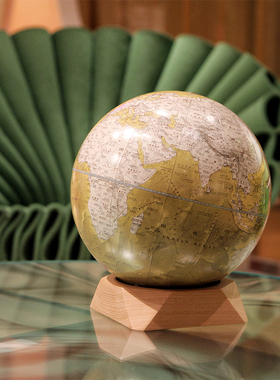 方圆实木底座宏微地球仪客厅书房桌面摆件开业乔迁节日生日礼物