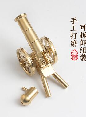 纯黄铜大炮模型摆件迷你意大利炮家居办公室桌面装饰创意潮流礼品