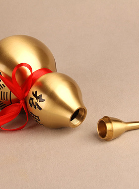 铜葫芦开口纯铜八卦摆件家居客厅开口空心铜八卦葫芦五帝钱