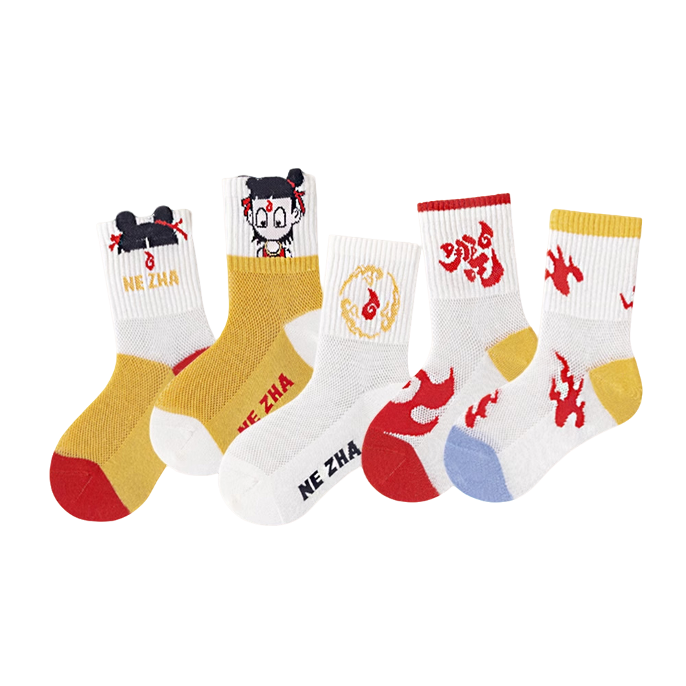 儿童纯棉袜子哪吒春夏薄款网眼中筒袜男童女童卡通透气宝宝中筒袜,淘宝优惠券,粉丝福利购,淘宝优惠卷