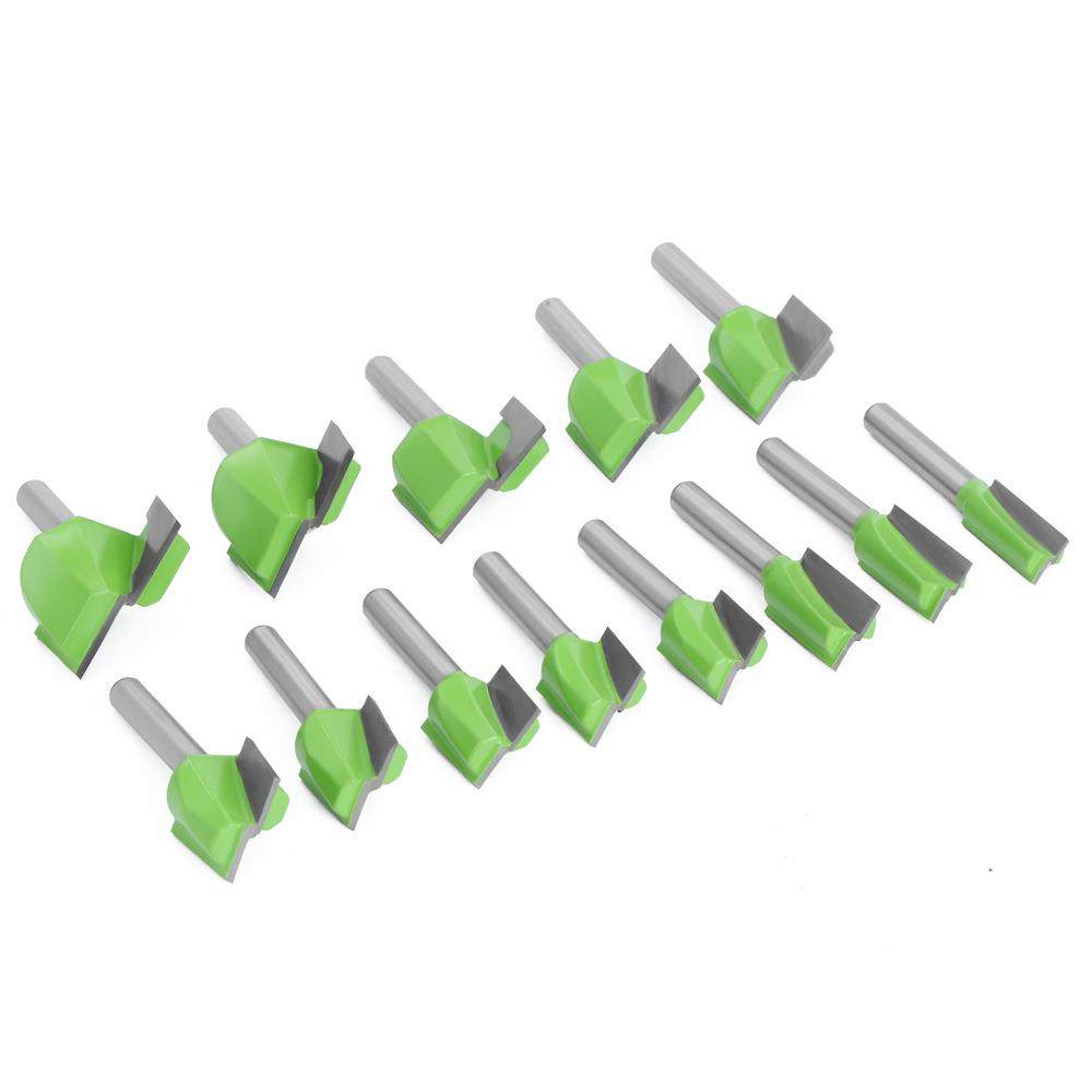 1/4柄绿色清底刀 13件套铣底倒边台面铣底刀修边机刀头木工机床铣,淘宝优惠券,粉丝福利购,淘宝优惠卷