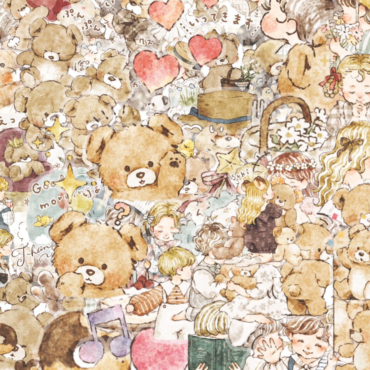 60张透明男孩女孩小熊棕色高级感贴纸DIY水杯玻璃门行李箱手机平板头盔吉他奶茶杯笔筒钓箱尾箱玩具装饰贴纸 - 图0