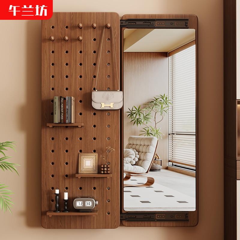 Invisible hanging clothes mirror push-pull closed body mirror small apartment stickers wall blocking wall hole full board HXG entrance hall trial