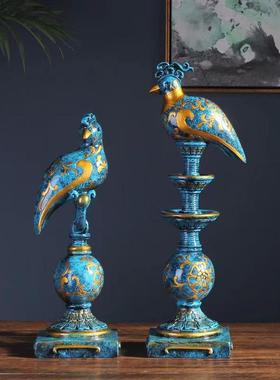 富贵美式酒柜装饰摆古典创意软装饰HK9-0品件高档客厅壁炉玄鸟关