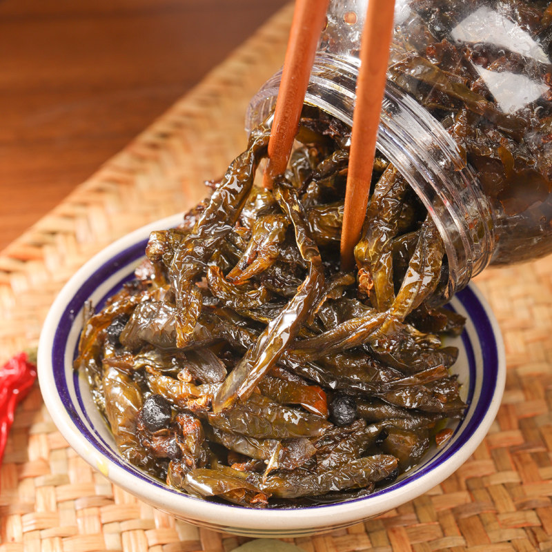 巧下饭老坛晒辣椒虎皮青椒开胃下饭拌饭湖南特产鼓香晒辣椒下饭菜