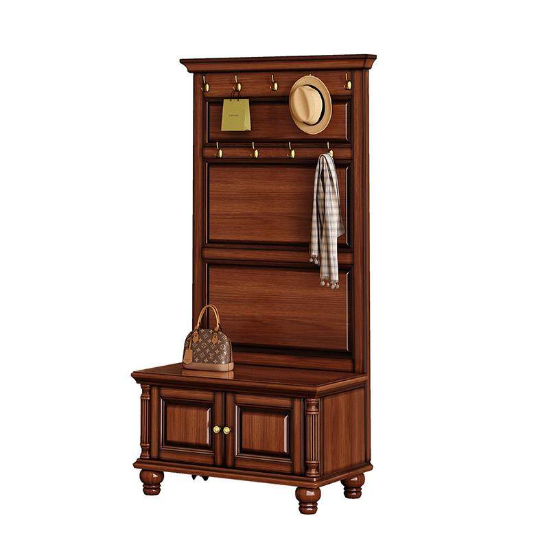 美式实木落地衣架，换鞋凳，一体化卧室衣帽间衣架，多功能门鞋柜,淘宝优惠券,粉丝福利购,淘宝优惠卷