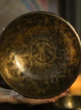 尼泊尔手工满月颂钵桑塔钵音疗铜罄瑜伽冥想疗愈佛音钵唱歌碗