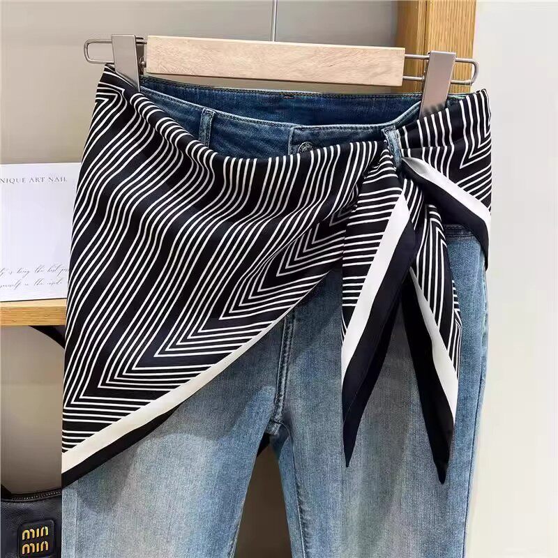 服饰丝巾！韩国腰果花三角巾屁帘女叠穿配饰牛仔裤腰带腰间丝巾