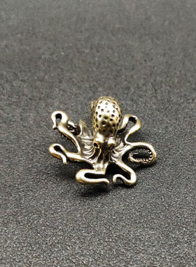 手工纯铜大章鱼八方纳财摆件黄铜八爪鱼可养茶宠办公室桌面小摆件