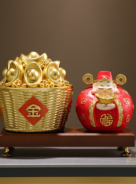日进斗金招财猫财神爷摆件