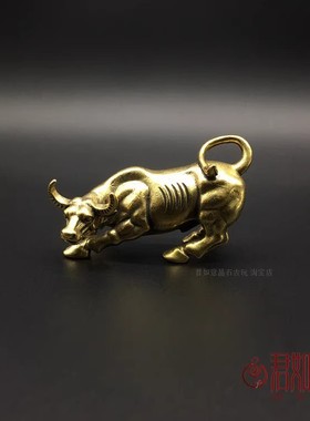 实心黄铜劲牛小摆件全铜牛