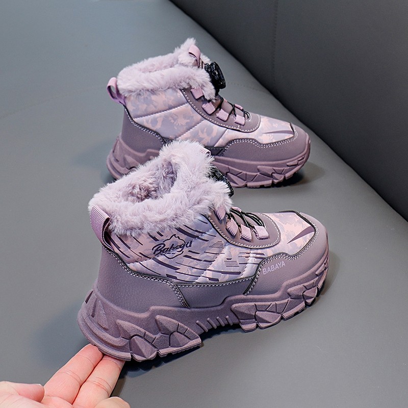 芭芭鸭儿童雪地靴女童棉鞋2025冬季新款男童加绒运动鞋防滑大棉靴,淘宝优惠券,粉丝福利购,淘宝优惠卷