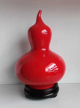 红色陶瓷花瓶摆件家居饰品客厅电视柜酒柜乔迁开业招财葫芦工艺品