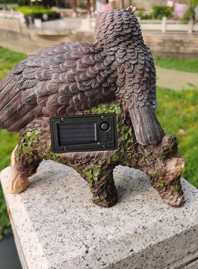 户外太阳能猫头鹰摆件小花园园林装饰工艺品幼儿园阳台家居摆设