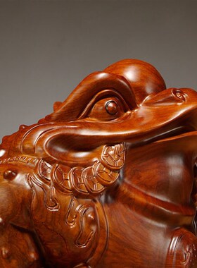 花梨木雕刻金蟾摆件三足蟾蜍招财家居装饰红木工艺品店铺开业送礼