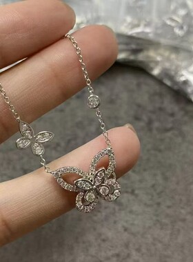 幻影蝴蝶项链女镀金满钻轻奢高级